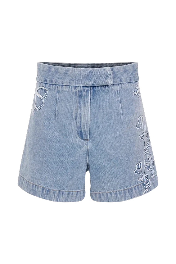 Pantalones cortos bordados Kylee – Azul medio Pantalones cortos bordados Kylee – Azul medio