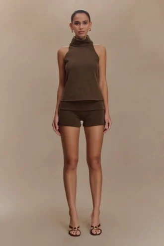 Pantalones cortos con vuelta Birdie – Chocolate