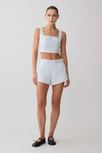Pantalones cortos de algodón Josephine con cinturilla – Azul hielo