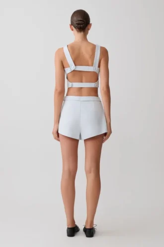 Pantalones cortos de algodón Josephine con cinturilla – Azul hielo