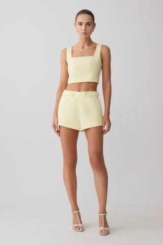 Pantalones cortos de algodón Josephine con cinturilla – Limón
