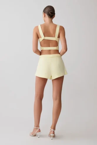 Pantalones cortos de algodón Josephine con cinturilla – Limón