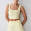 Pantalones cortos de algodón Josephine con cinturilla – Limón Pantalones cortos de algodón Josephine con cinturilla – Limón