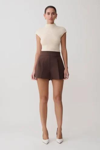 Pantalones cortos de cintura alta Alden – Chocolate