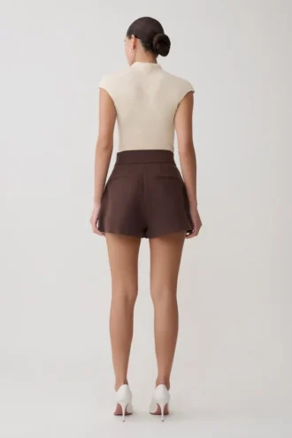 Pantalones cortos de cintura alta Alden – Chocolate