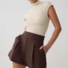 Pantalones cortos de cintura alta Alden – Chocolate Pantalones cortos de cintura alta Alden – Chocolate