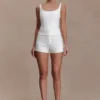 Pantalones cortos de crepé elástico Blanca – Blanco Pantalones cortos de crepé elástico Blanca – Blanco