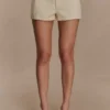 Pantalones cortos de Denim con bordados Ebony – Crema