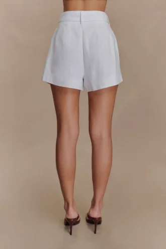 Pantalones cortos de lino con cinturón Scout – Blanco