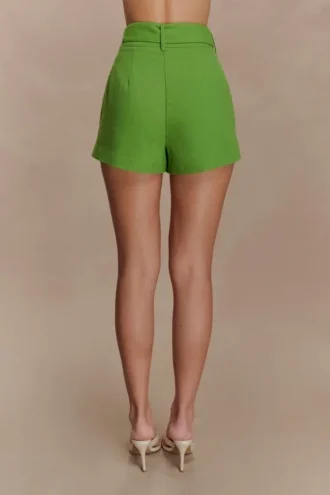 Pantalones cortos de lino con cinturón Scout – Verde
