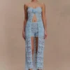 Pantalones cortos de punto de ganchillo Aeline – Azul cielo