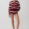 Pantalones cortos de punto Philly Stripe – Burdeos/Crema Pantalones cortos de punto Philly Stripe – Burdeos/Crema