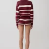 Pantalones cortos de punto Philly Stripe – Burdeos/Crema Pantalones cortos de punto Philly Stripe – Burdeos/Crema