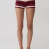 Pantalones cortos de punto Philly Stripe – Burdeos/Crema Pantalones cortos de punto Philly Stripe – Burdeos/Crema