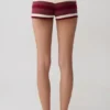 Pantalones cortos de punto Philly Stripe – Burdeos/Crema Pantalones cortos de punto Philly Stripe – Burdeos/Crema