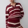 Pantalones cortos de punto Philly Stripe – Burdeos/Crema Pantalones cortos de punto Philly Stripe – Burdeos/Crema