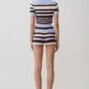 Pantalones cortos de punto Philly Stripe – Chocolate/Azul Pantalones cortos de punto Philly Stripe – Chocolate/Azul