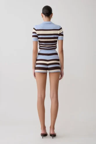 Pantalones cortos de punto Philly Stripe – Chocolate/Azul Pantalones cortos de punto Philly Stripe – Chocolate/Azul