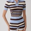 Pantalones cortos de punto Philly Stripe – Chocolate/Azul Pantalones cortos de punto Philly Stripe – Chocolate/Azul