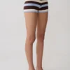 Pantalones cortos de punto Philly Stripe – Chocolate/Azul Pantalones cortos de punto Philly Stripe – Chocolate/Azul