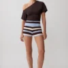 Pantalones cortos de punto Philly Stripe – Chocolate/Azul Pantalones cortos de punto Philly Stripe – Chocolate/Azul