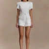 Pantalones cortos de satén Anne – Blanco Pantalones cortos de satén Anne – Blanco