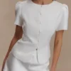 Pantalones cortos de satén Anne – Blanco Pantalones cortos de satén Anne – Blanco