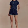 Pantalones cortos Denim con puños Carlene – Azul índigo Pantalones cortos Denim con puños Carlene – Azul índigo