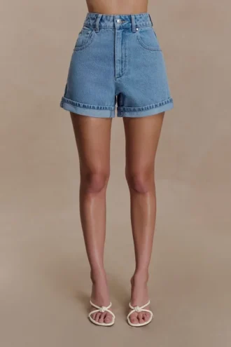 Pantalones cortos Denim con vuelta Carlene – Azul clásico Pantalones cortos Denim con vuelta Carlene – Azul clásico