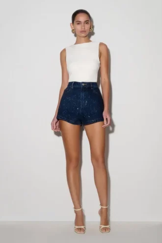 Pantalones cortos Denim Dan Diamante – Azul medianoche