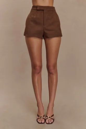 Pantalones cortos Sally de ante sintético – Chocolate con leche