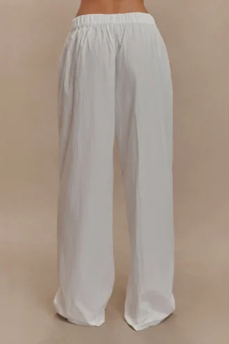 Pantalones de algodón Campbell de pierna ancha – Blanco
