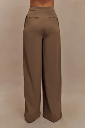 Pantalones de corte ancho Faith Suiting – Marrón cacao