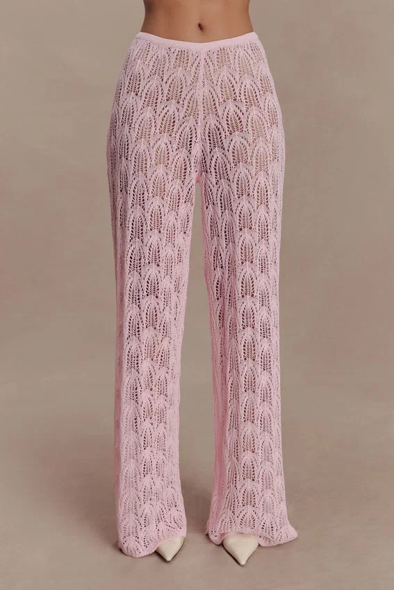 Pantalones de croché Glinda – Rosa bebé Pantalones de croché Glinda – Rosa bebé
