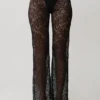 Pantalones de encaje de pierna ancha Theodosia – Negro