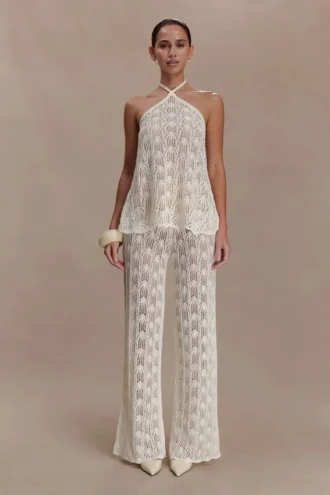 Pantalones de ganchillo Glinda – Marfil
