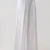 Pantalones de lino de talle medio y pierna ancha Raya – Blanco