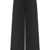 Pantalones de lino de talle medio y pierna ancha Raya – Negro