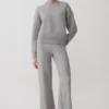 Pantalones de pierna ancha de punto Evan – Gris jaspeado Pantalones de pierna ancha de punto Evan – Gris jaspeado