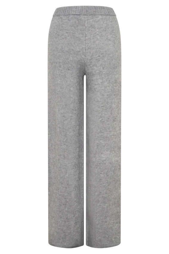 Pantalones de pierna ancha de punto Evan – Gris jaspeado Pantalones de pierna ancha de punto Evan – Gris jaspeado
