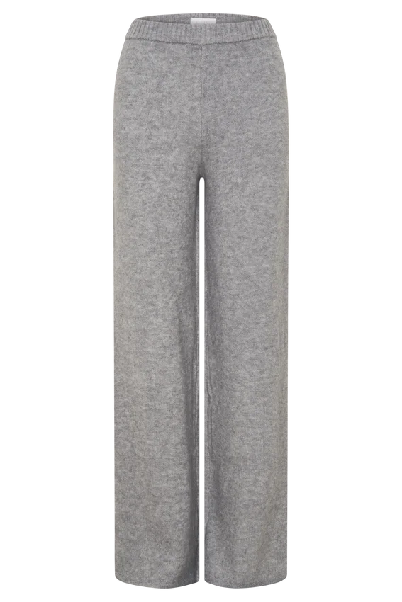 Pantalones de pierna ancha de punto Evan – Gris jaspeado Pantalones de pierna ancha de punto Evan – Gris jaspeado