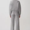 Pantalones de pierna ancha de punto Evan – Gris jaspeado Pantalones de pierna ancha de punto Evan – Gris jaspeado