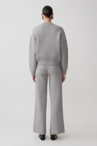 Pantalones de pierna ancha de punto Evan – Gris jaspeado