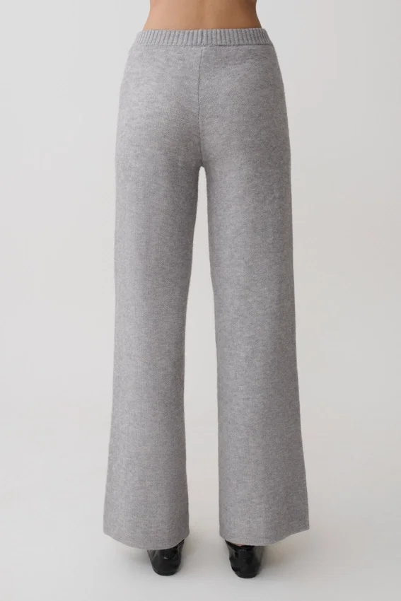 Pantalones de pierna ancha de punto Evan – Gris jaspeado Pantalones de pierna ancha de punto Evan – Gris jaspeado