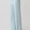 Pantalones de pierna recta con cintura de ganchillo Miley – Azul aguamarina claro