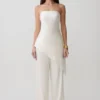 Pantalones de pierna recta de mezcla de seda Kayla – Marfil Pantalones de pierna recta de mezcla de seda Kayla – Marfil