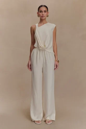 Pantalones de pierna recta Violeta – Marfil