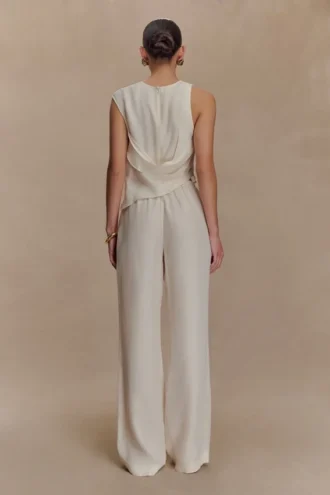 Pantalones de pierna recta Violeta – Marfil