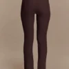 Pantalones de punto acanalado Elodie – Chocolate Pantalones de punto acanalado Elodie – Chocolate