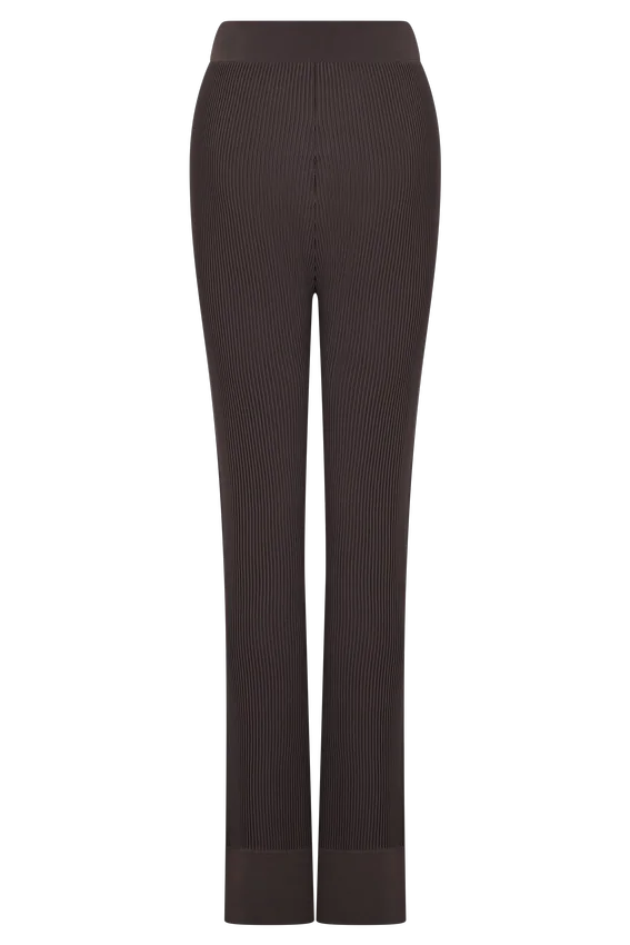 Pantalones de punto acanalado Elodie – Chocolate Pantalones de punto acanalado Elodie – Chocolate